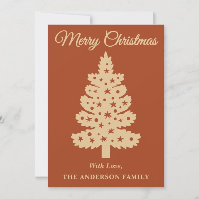 Boho terracotta Guión manuscrito Árbol de Navidad (Anverso)