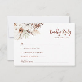 boho terracotta pampas boda RSVP tarjeta