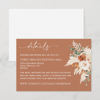 Boho Terracotta Pampas Boda Tarjeta de detalles LE