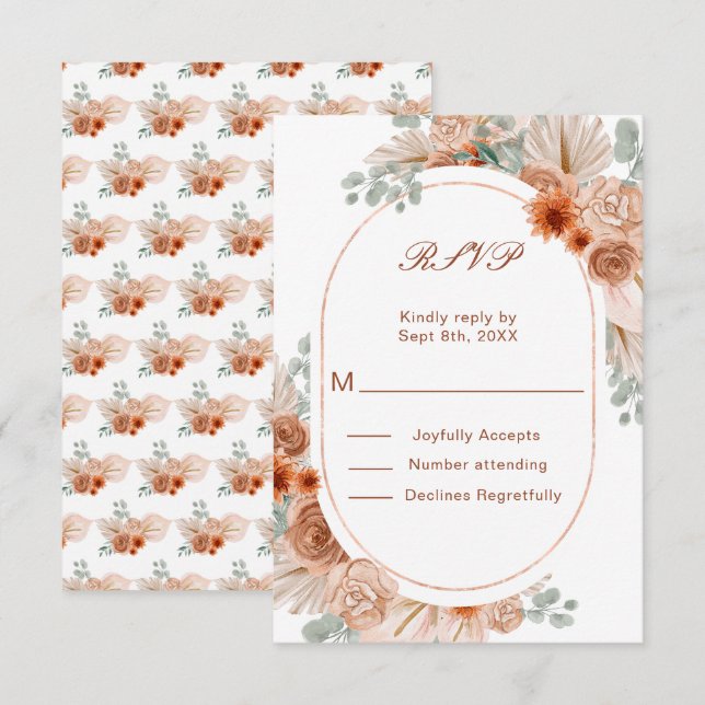 Boho Terracotta Pampas Grass RSVP (Anverso / Reverso)