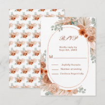 Boho Terracotta Pampas Grass RSVP