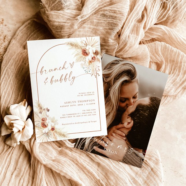 Boho Terracotta Pampas Invitación a brunch nupcial (Subido por el creador)