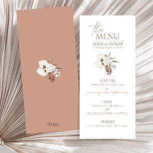 Boho Terracotta Pampas Menú Boda Orquídea Grasa