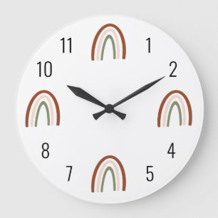 Boho Terracotta Reloj de pared para niños arcoiris