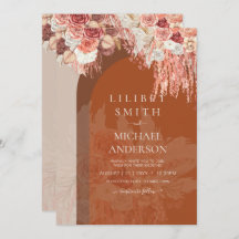 Boho Terracotta Rosa Pampas Boda de Grass Floral