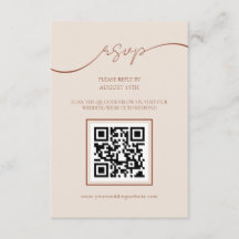 Boho Terracotta Script QR Código Boda Tarjeta RSVP