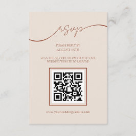 Boho Terracotta Script QR Código Boda Tarjeta RSVP