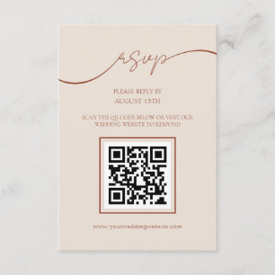 Boho Terracotta Script QR Código Boda Tarjeta RSVP