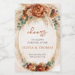 Boho Terracotta y flores borgoñas pampas pasto