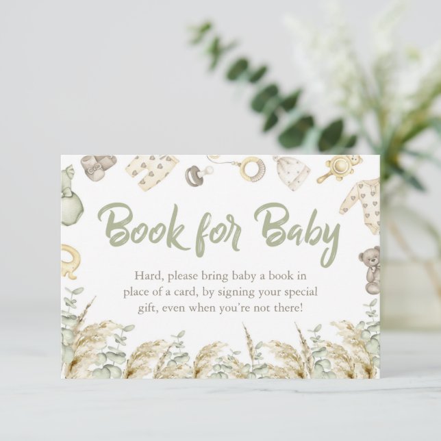 Boho Toy Oso Baby Shower Books Para La Tarjeta Del (Anverso de pie)