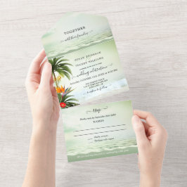 Boho Tropical Beach todo en una invitación de matr