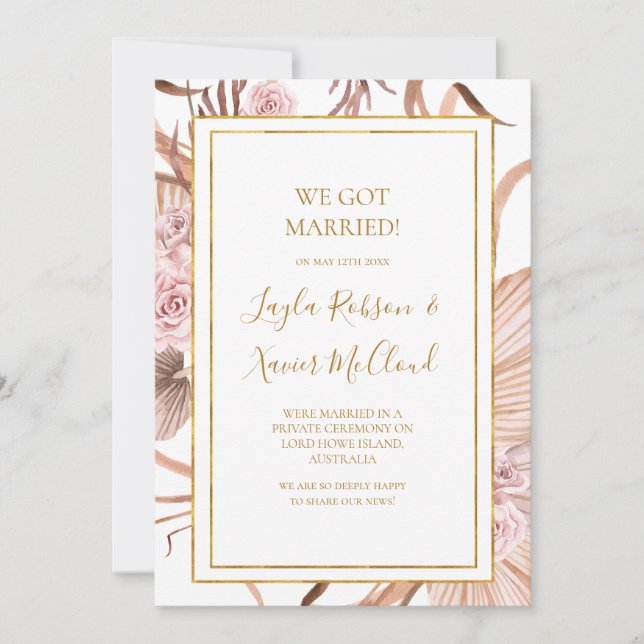 Boho Tropical Botanical | Invitación Elopement (Anverso)