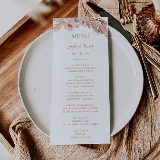 Boho Tropical Botanical | Menú de cena Boda (Subido por el creador)