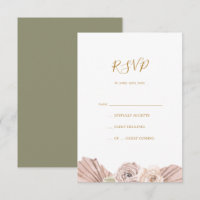 Boho Tropical Botanical | Tarjeta RSVP verde oliva