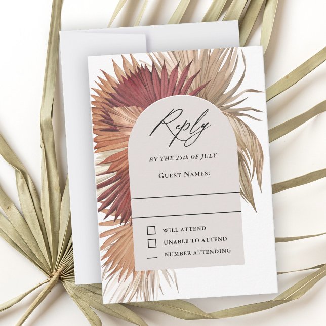 Boho Tropical Fan Palms Wedding RSVP (Subido por el creador)