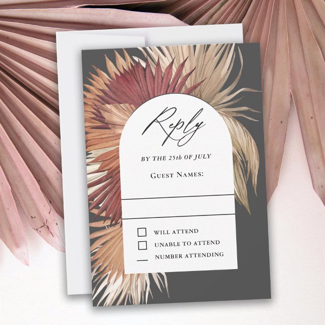 Boho Tropical Fan Palms Wedding RSVP (Subido por el creador)