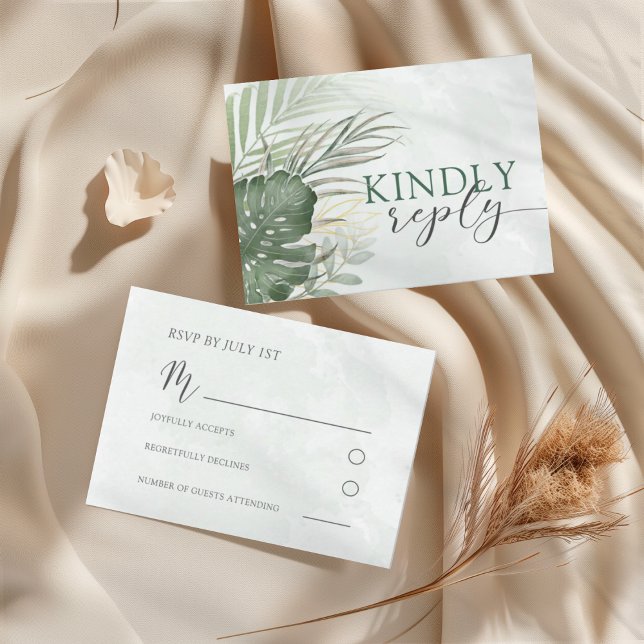 Boho Tropical Watercolor Boda RSVP (Subido por el creador)