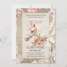 BOHO UNICORN Baby Shower Invitaciones acuarela