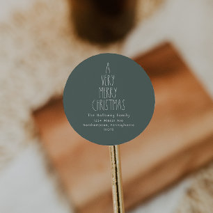 Boho Verde Un Sello para sobres navideño muy feliz