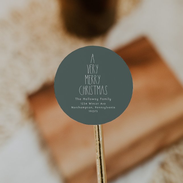 Boho Verde Un Sello para sobres navideño muy feliz (Subido por el creador)