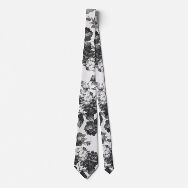 Boho vintage simple blanco negro corbata floral (Anverso)