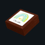 Boho Watercolor Arcoiris Caja de joyas personaliza<br><div class="desc">Cuidada caja de joyería de color arcoiris personalizada estilo boho para un joven chica.</div>