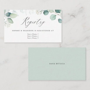 Boho Watercolor Eucalyptus deja tarjeta de registr