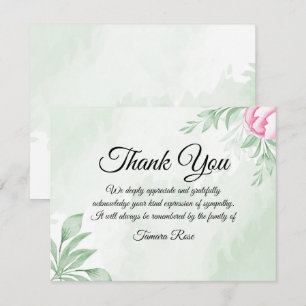 Boho Watercolor Eucalyptus Funeral Gracias Nota
