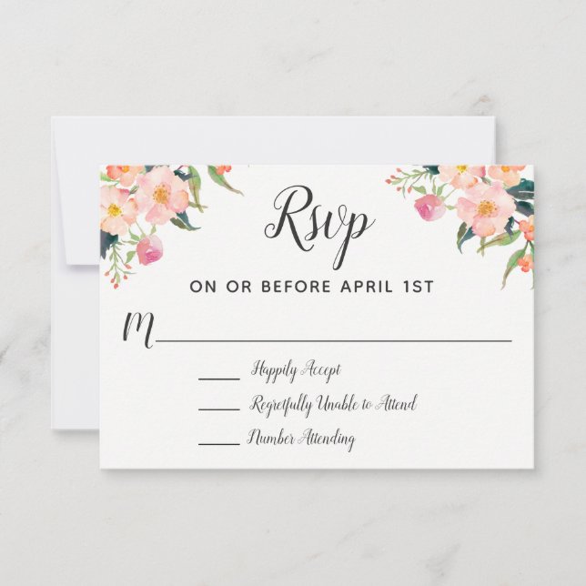 Boho Watercolor Floral Wedding RSVP (Anverso)