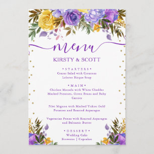 Boho Watercolor Spring Flowers Menú Boda