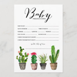 Boho Watercolor Succulens Baby Predictions Card