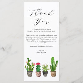 Boho Watercolor Succulens Boda Gracias Tarjeta