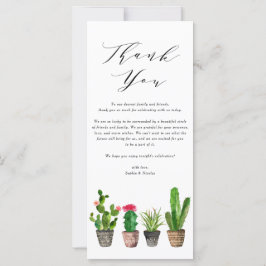 Boho Watercolor Succulens Boda Gracias Tarjeta