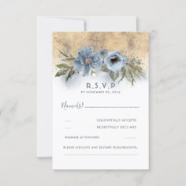 Boho Wedding Purpurina Dusty Blue y Gold RSVP