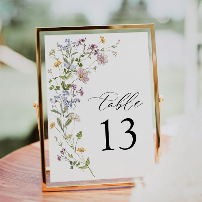 Boho Whimsical Wildflower Boda de mesa número (Wedding Table Number)