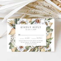 Boho White Floral & Greeneration RSVP con la elecc