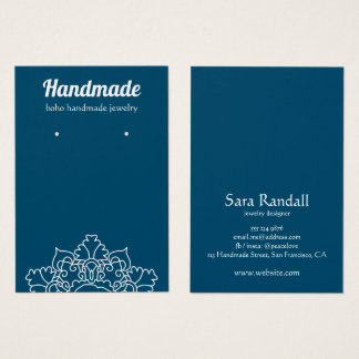 Boho White Mandala Dark Teal Earring Display