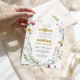 Boho Wildflower Baby Invitación al primer cumpleañ