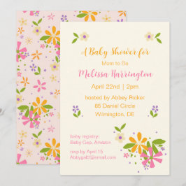 Boho Wildflower Bebé Chica Invitación a la ducha