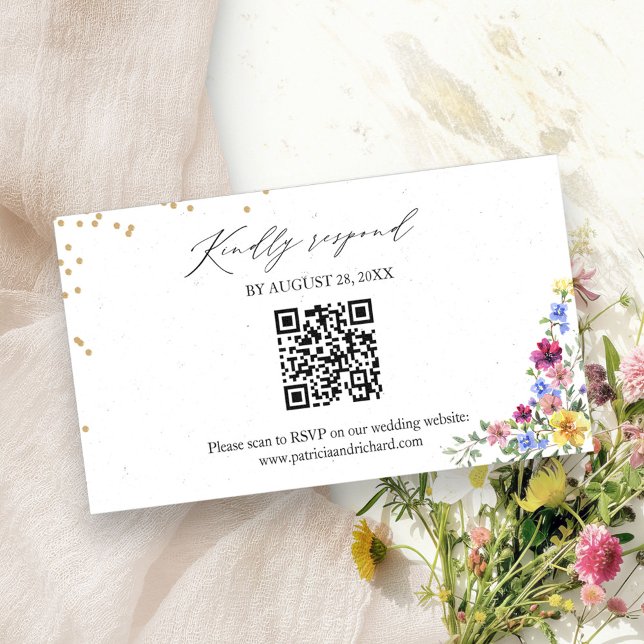 Boho Wildflower Boda QR Tarjeta RSVP en línea (Subido por el creador)