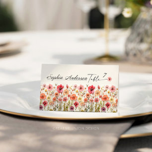 Boho Wildflower Boda Tarjetas de plaza dobladas