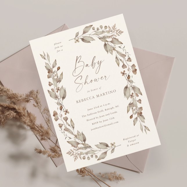 Boho Wildflower Elegante Baby Shower Magnet (Boho wildflower elegant floral ivory gender neutral baby shower invitation.)