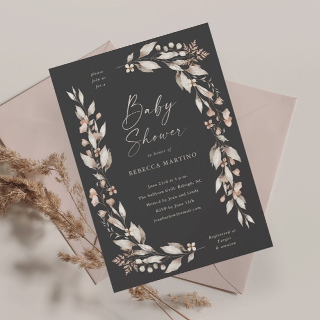 Boho Wildflower Elegante Baby Shower Magnet (Boho wildflower elegant floral gender neutral baby shower invitation.)