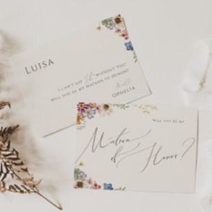 Boho Wildflower Garden Beige Matron de la tarjeta