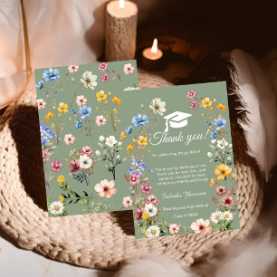 Boho WIldflower graduación foto gracias tarjeta