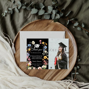 Boho WIldflower graduación foto gracias tarjeta