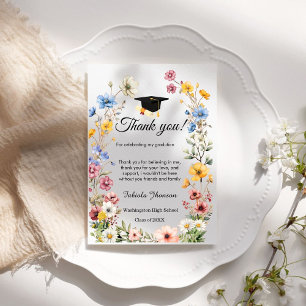 Boho WIldflower graduación foto gracias tarjeta