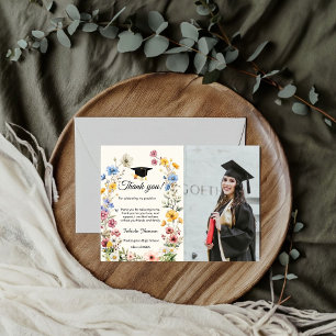 Boho WIldflower graduación foto gracias tarjeta
