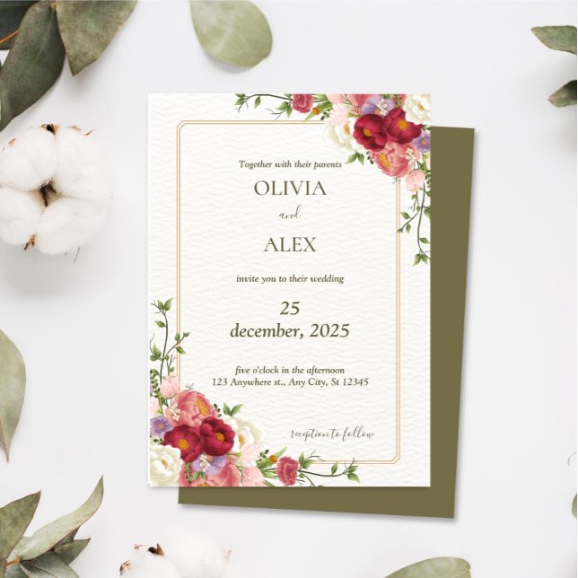 Boho Wildflower Invitación a la boda de la flor ro (Subido por el creador)