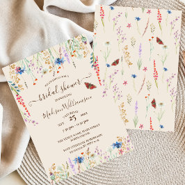 Boho Wildflower Meadow & Butterfly Invitación
